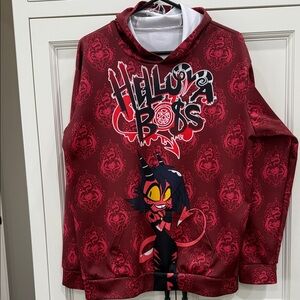 Helluva Boss Hoodie featuring Millie. Size Large Unisex. Color: Burgundy Anime